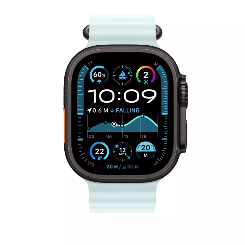 APPLE 49 mm Ice Blue Ocean Band Verlängerung – Schwarzes Titan-Finish