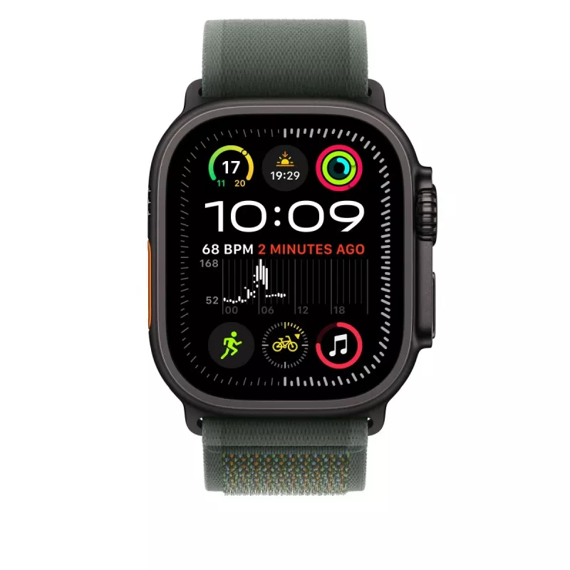 Band Apple 49mm Grün Trail Loop S/M Schwarz Titanium Finish