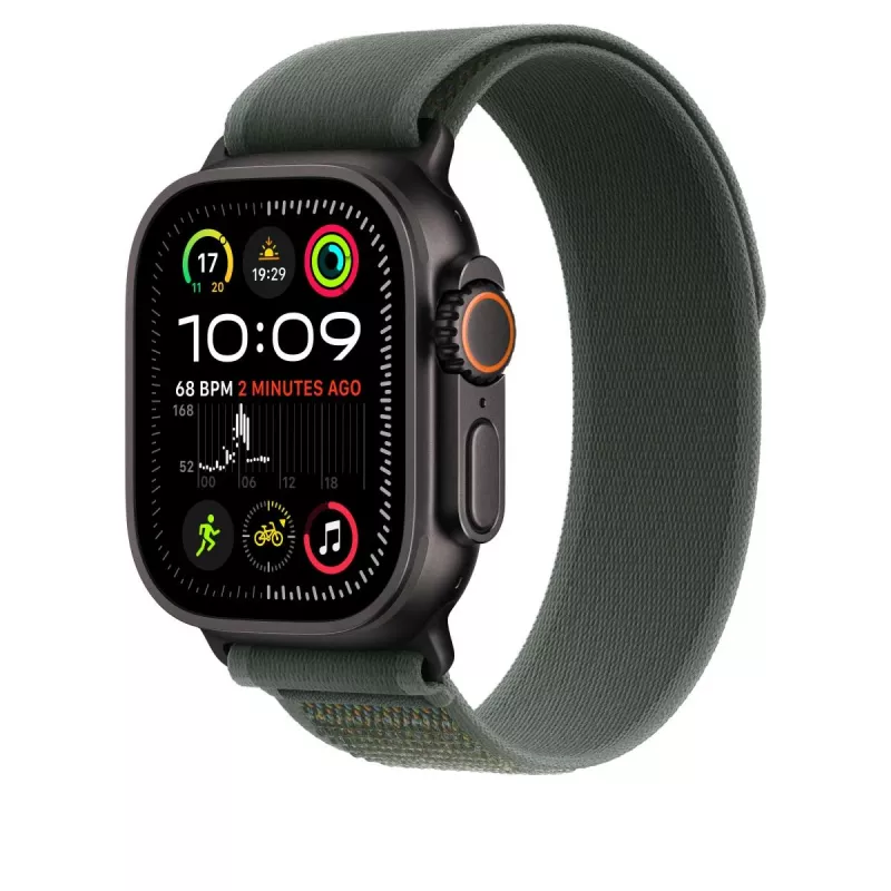 Band Apple 49mm Grün Trail Loop S/M Schwarz Titanium Finish