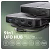 Axagon HMC-UFO USB-C Hub M.2 SATA/NVMe 1 Gbit/s Ethernet 384 kHz Audio Wired USB 3.2 Gen 2 (3.1 Gen 2) Type-C Schwarz
