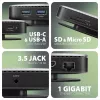 Axagon HMC-UFO USB-C Hub M.2 SATA/NVMe 1 Gbit/s Ethernet 384 kHz Audio Wired USB 3.2 Gen 2 (3.1 Gen 2) Type-C Schwarz