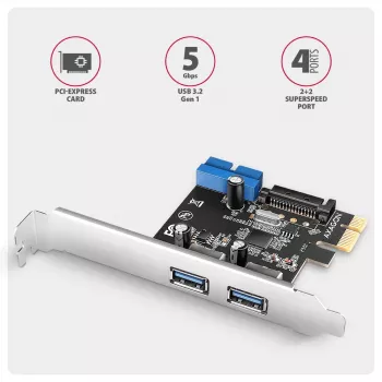 Axagon PCEU-232RS PCIe Controller 2x ext. + 2x int. USB 5Gbps