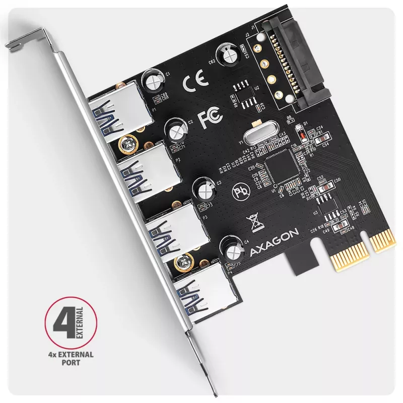 Axagon PCEU-430RS PCIe Controller 4x ext. USB-A 5Gbps Port