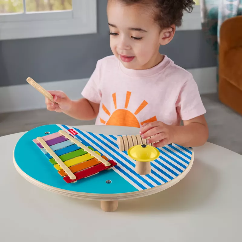 Fisher-Price Holz-Musiktisch mit Percussion-Instrumenten, 3 Holzteile