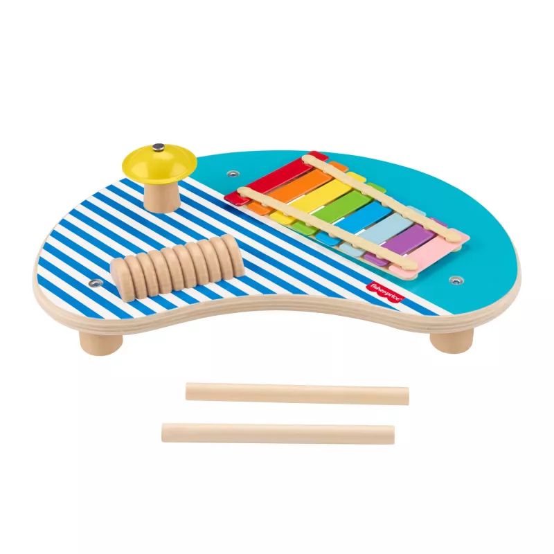 Fisher-Price Holz-Musiktisch mit Percussion-Instrumenten, 3 Holzteile
