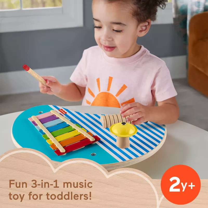 Fisher-Price Holz-Musiktisch mit Percussion-Instrumenten, 3 Holzteile