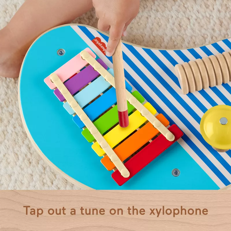 Fisher-Price Holz-Musiktisch mit Percussion-Instrumenten, 3 Holzteile