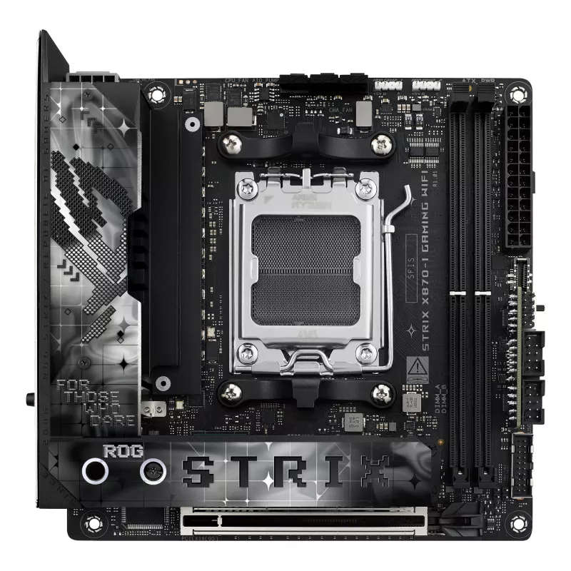 Mainboard ASUS ROG STRIX X870-I GAMING WIFI mini ITX · AMD X870 · Socket AM5 · DDR5 · 2 DIMM · Wi‑Fi 7 · Bluetooth 5.4