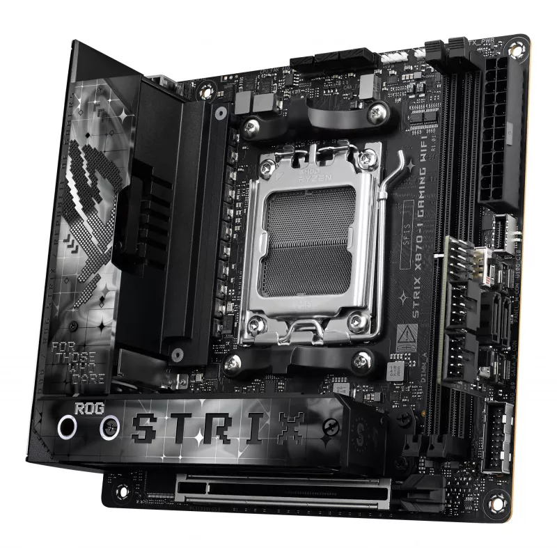 Mainboard ASUS ROG STRIX X870-I GAMING WIFI mini ITX · AMD X870 · Socket AM5 · DDR5 · 2 DIMM · Wi‑Fi 7 · Bluetooth 5.4