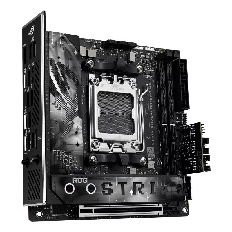 Mainboard ASUS ROG STRIX X870-I GAMING WIFI mini ITX · AMD X870 · Socket AM5 · DDR5 · 2 DIMM · Wi‑Fi 7 · Bluetooth 5.4