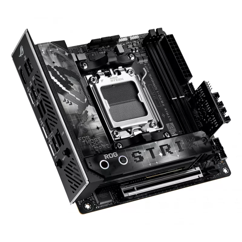 Mainboard ASUS ROG STRIX X870-I GAMING WIFI mini ITX · AMD X870 · Socket AM5 · DDR5 · 2 DIMM · Wi‑Fi 7 · Bluetooth 5.4