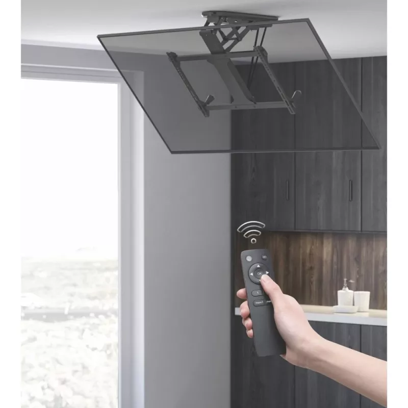 Techly Motorisierte schwenkbare Decken-TV-Halterung Smart-Home-Integration für Fernseher von 32 bis 70 Zoll