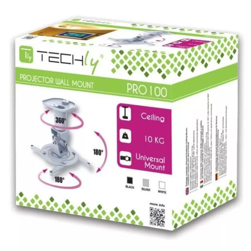 Techly Universal-Deckenhalterung für Projektor, Schwarz ICA-PM 100BK
