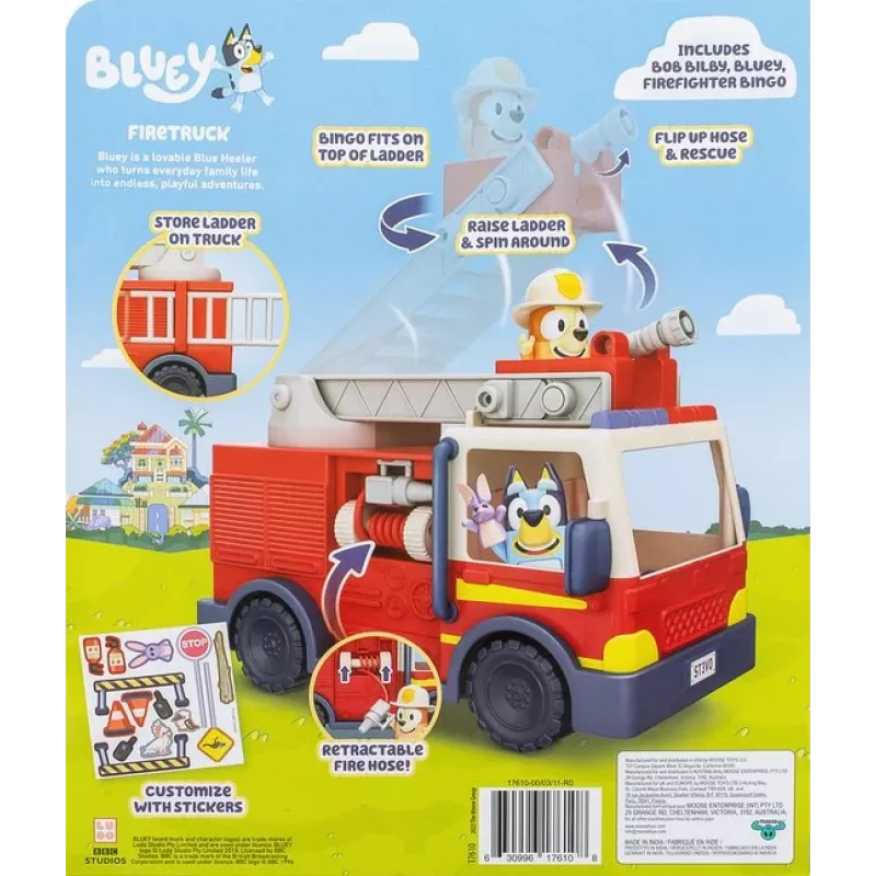 Moose Toys Bluey Feuerwehrauto, Feuerwehrauto, 3 Jahr(e), Kunststoff, Mehrfarbig, Rot