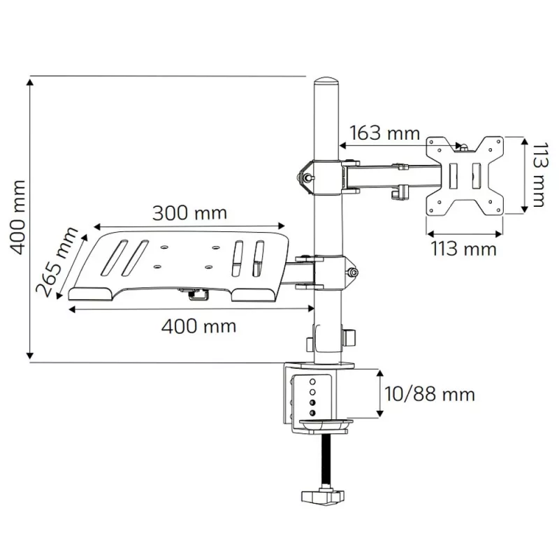 Techly ICA-LCD 174NB Monitorhalterung / Ständer 81,3 cm (32 Zoll) Schreibtisch Schwarz