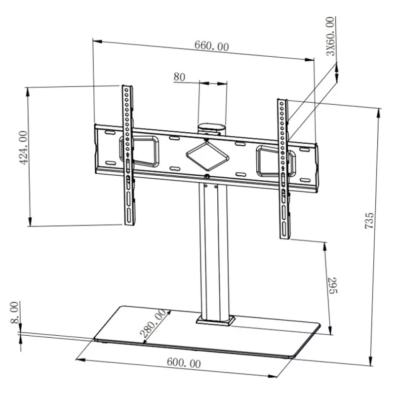 Techly ICA-LCD S07L TV-Ständer/Halterung 165.1 cm (65 Zoll) Schwarz