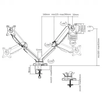 Techly ICA-LCD 462B Monitorhalterung / Stand 81,3 cm (32 Zoll) Schreibtisch Schwarz