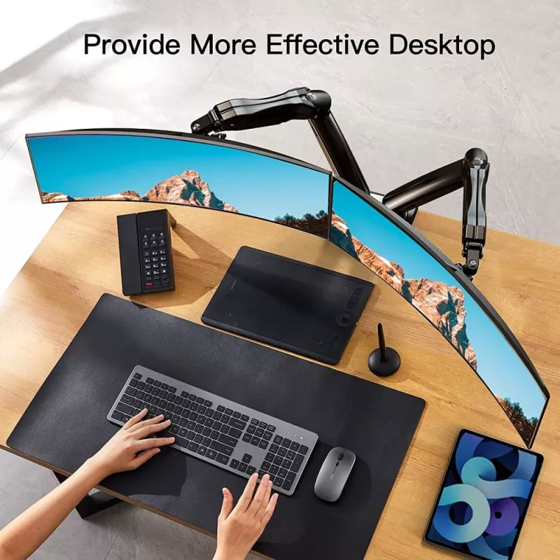 Techly ICA-LCD 462B Monitorarm für den Tisch, Gasdruckfeder, 17–32 Zoll (43,2–81,3 cm), 9 kg, VESA 75x75/100x100, Schwarz