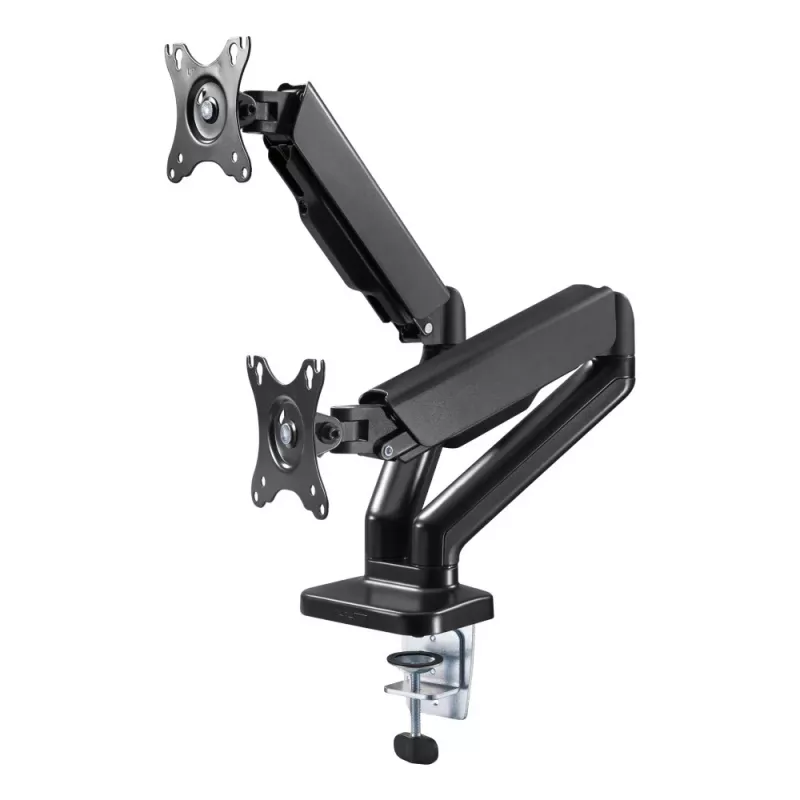 Techly ICA-LCD 462B Monitorarm für den Tisch, Gasdruckfeder, 17–32 Zoll (43,2–81,3 cm), 9 kg, VESA 75x75/100x100, Schwarz