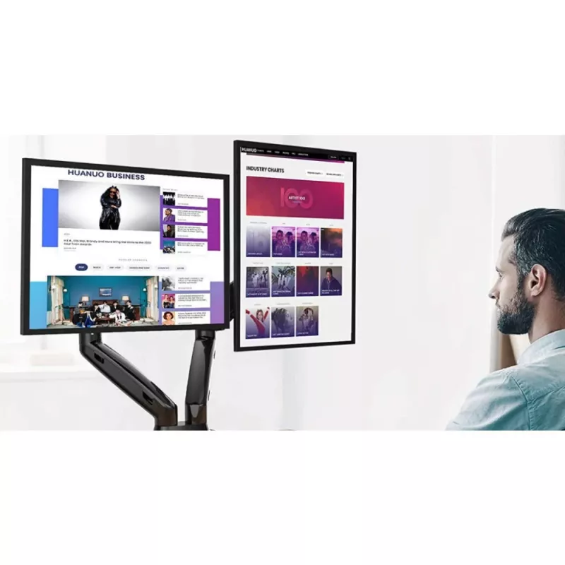 Techly ICA-LCD 462B Monitorarm für den Tisch, Gasdruckfeder, 17–32 Zoll (43,2–81,3 cm), 9 kg, VESA 75x75/100x100, Schwarz