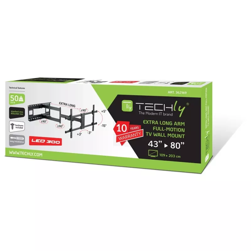 Techly ICA-PLB 490 TV-Halterung/Standfuß 2,03 m (80 Zoll) Schwarz
