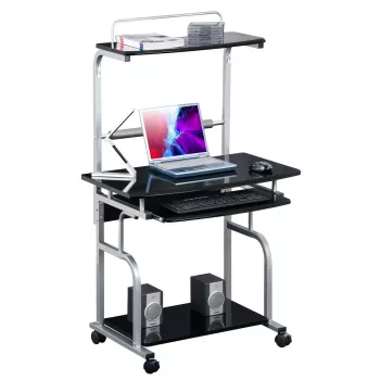 Techly Compact Multi-Function Computer Desk, Glossy Schwarz ICA-TB 7800BK