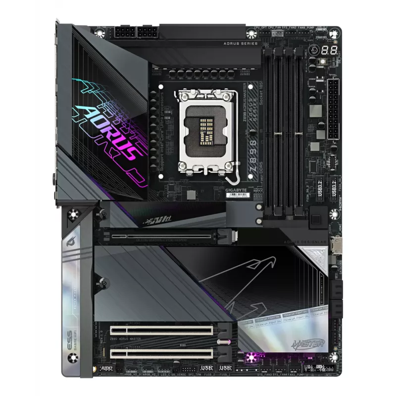 GIGABYTE Z890 AORUS MASTER Motherboard - Unterstützt Intel Core Ultra (Serie 2) CPUs, 18+1+2 Phasen VRM, bis zu 9500 MHz DDR5 (OC), 2x PCIe 5.0 + 3x PCIe 4.0, Wi-Fi 7, 10GbE LAN, Thunderbolt 4