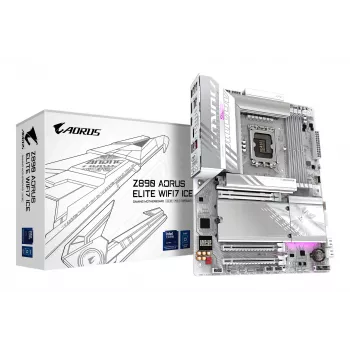 GIGABYTE Z890 AORUS ELITE WIFI7 ICE Motherboard - Unterstützt Intel Core Ultra (Series 2) CPUs, 16+1+2 Phasen VRM, bis zu 8800MHz DDR5 (OC), 1xPCIe 5.0 + 3xPCIe 4.0, Wi-Fi 7, 2.5GbE LAN, Thunderbolt 4