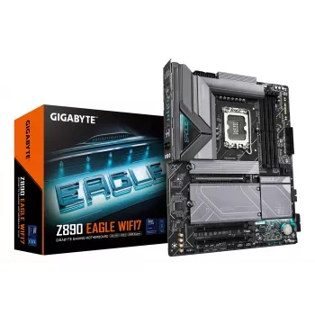 GIGABYTE Z890 EAGLE WIFI7 Motherboard - Unterstützt Intel Core Ultra (Serie 2) CPUs, 14+1+2 Phasen VRM, bis zu 8800MHz DDR5 (OC), 1xPCIe 5.0 + 3xPCIe 4.0, Wi-Fi 7, 2,5GbE LAN, USB 4