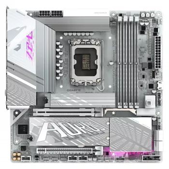 GIGABYTE Z890M AORUS ELITE WIFI7 ICE Motherboard - Unterstützt Intel Core Ultra (Series 2) CPUs, 12+1+2 Phasen VRM, bis zu 8800MHz DDR5 (OC), 1xPCIe 5.0 + 2xPCIe 4.0, Wi-Fi 7, 2.5GbE LAN, USB 4