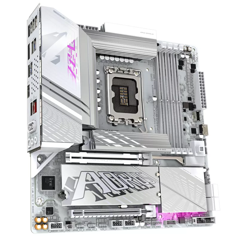 GIGABYTE Z890M AORUS ELITE WIFI7 ICE Motherboard - Unterstützt Intel Core Ultra (Series 2) CPUs, 12+1+2 Phasen VRM, bis zu 8800MHz DDR5 (OC), 1xPCIe 5.0 + 2xPCIe 4.0, Wi-Fi 7, 2.5GbE LAN, USB 4