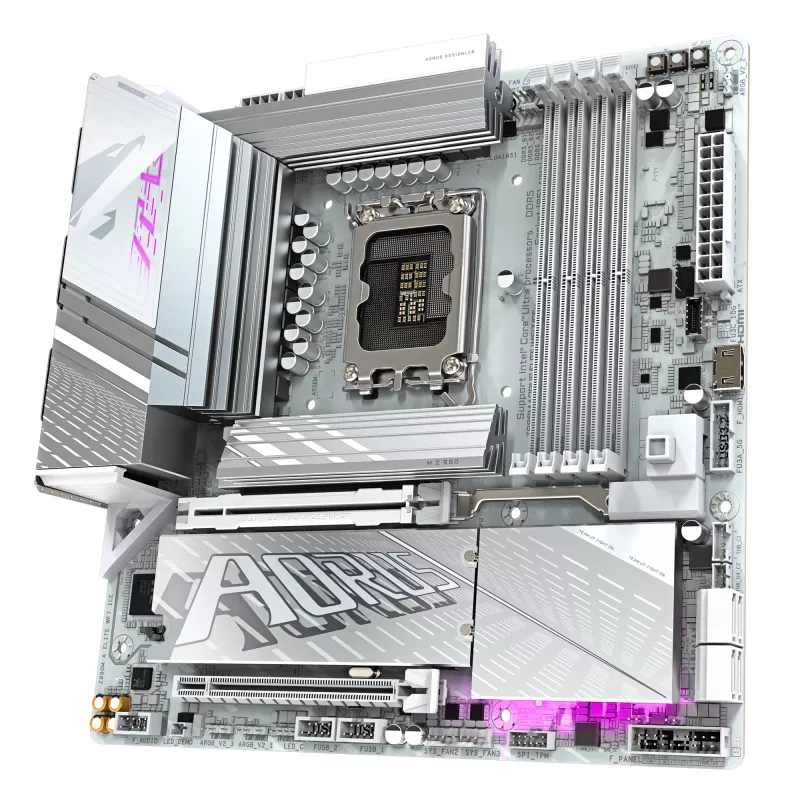 GIGABYTE Z890M AORUS ELITE WIFI7 ICE Motherboard - Unterstützt Intel Core Ultra (Series 2) CPUs, 12+1+2 Phasen VRM, bis zu 8800MHz DDR5 (OC), 1xPCIe 5.0 + 2xPCIe 4.0, Wi-Fi 7, 2.5GbE LAN, USB 4