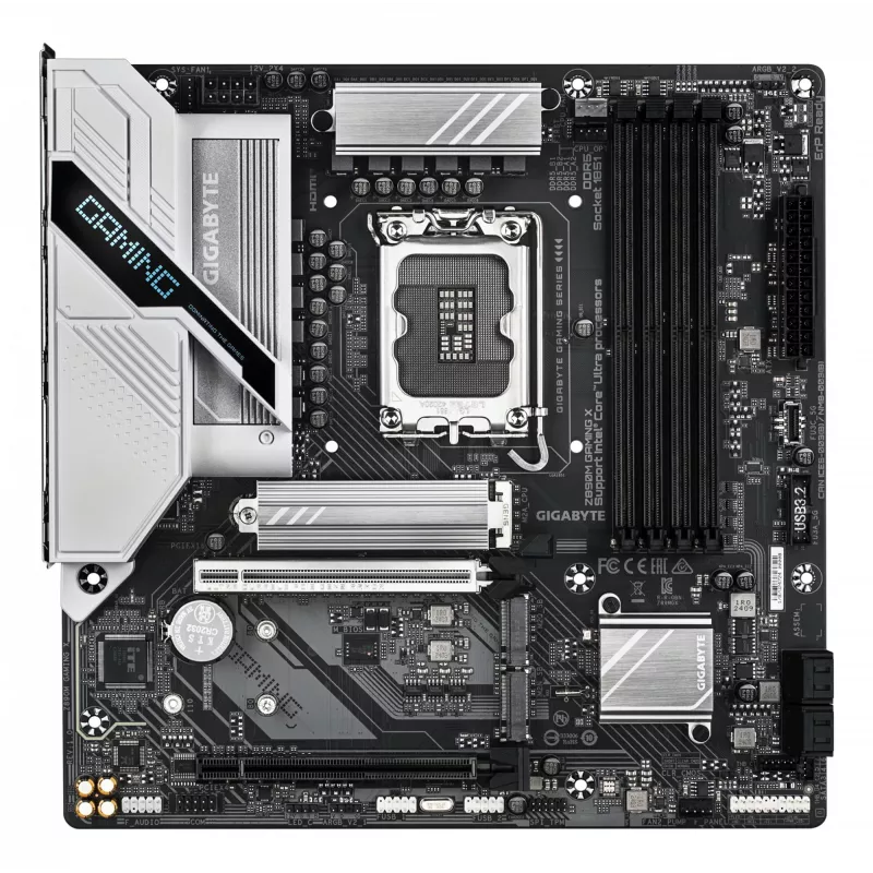 GIGABYTE Z890M GAMING X Motherboard - Unterstützt Intel Core Ultra (Series 2) CPUs, 8+1+2 Phasen VRM, bis zu 8800MHz DDR5 (OC), 1xPCIe 5.0 + 2xPCIe 4.0, 2.5GbE LAN, USB 3.2 Gen 1