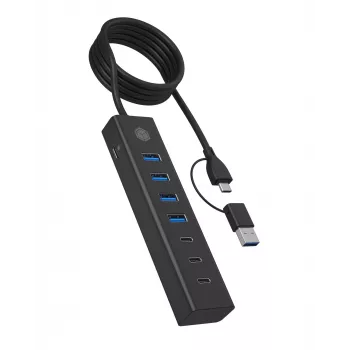 ICY BOX IB-HUB1737-C3 USB 3.2 Gen 1 (3.1 Gen 1) Type-C 5000 Mbit/s Schwarz