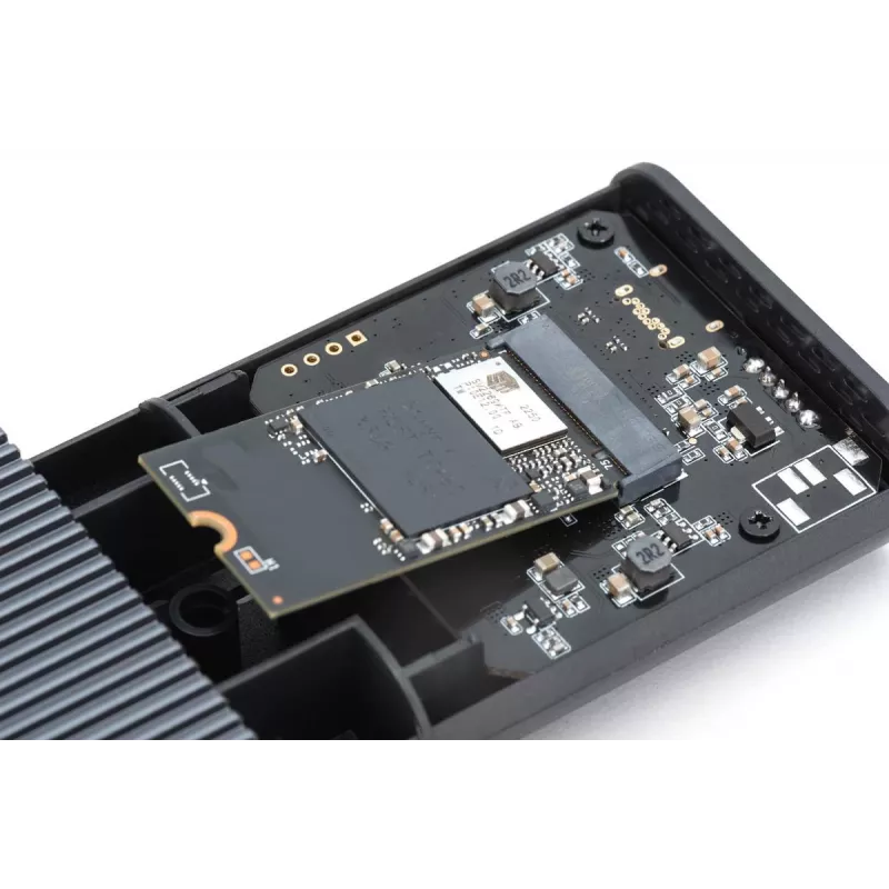 Digitus USB M.2 Festplattengehäuse SSD extern NVMe 40Gbps USB 4.0 Aluminium werkzeuglos DA-71158