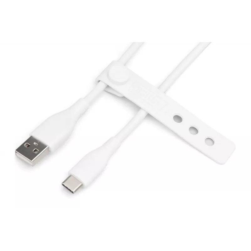 DIGITUS USB-C Silikon-Ladekabel USB-A – USB-C USB 2.0 60W – 50 cm Weiß