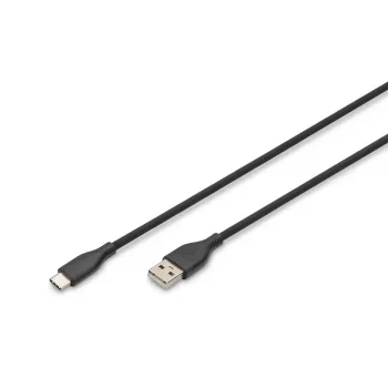 DIGITUS USB-C Silikon-Ladekabel USB-A - USB-C USB 2.0 60W - 2m schwarz
