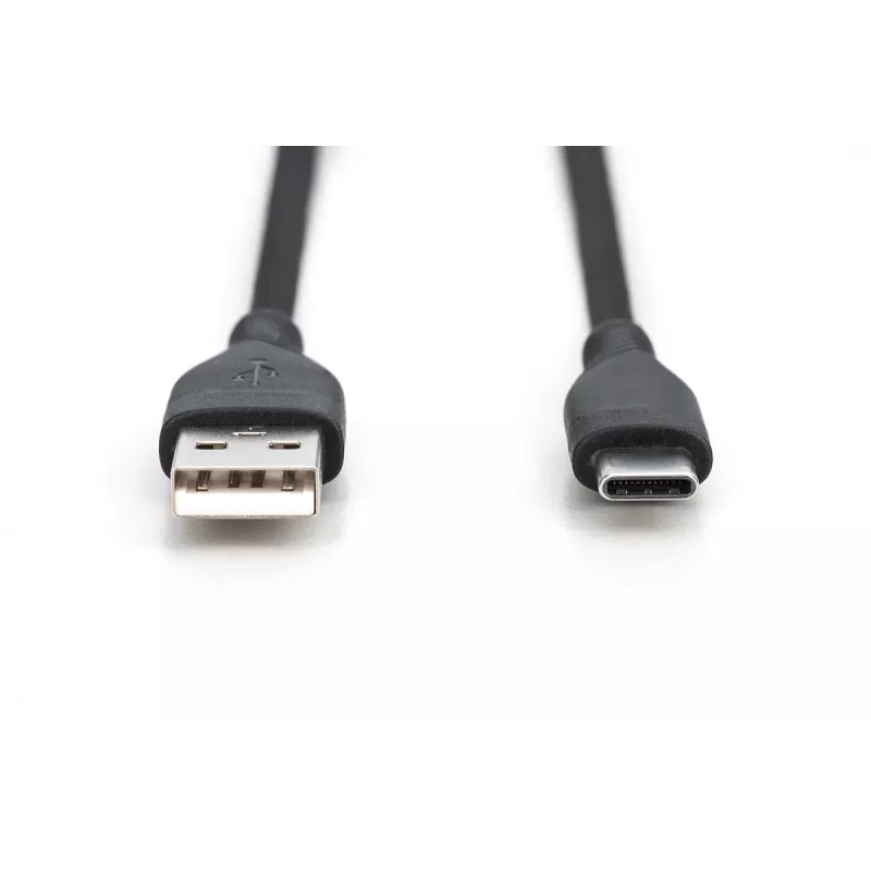 DIGITUS USB-C Silikon-Ladekabel USB-A - USB-C USB 2.0 60W - 2m schwarz