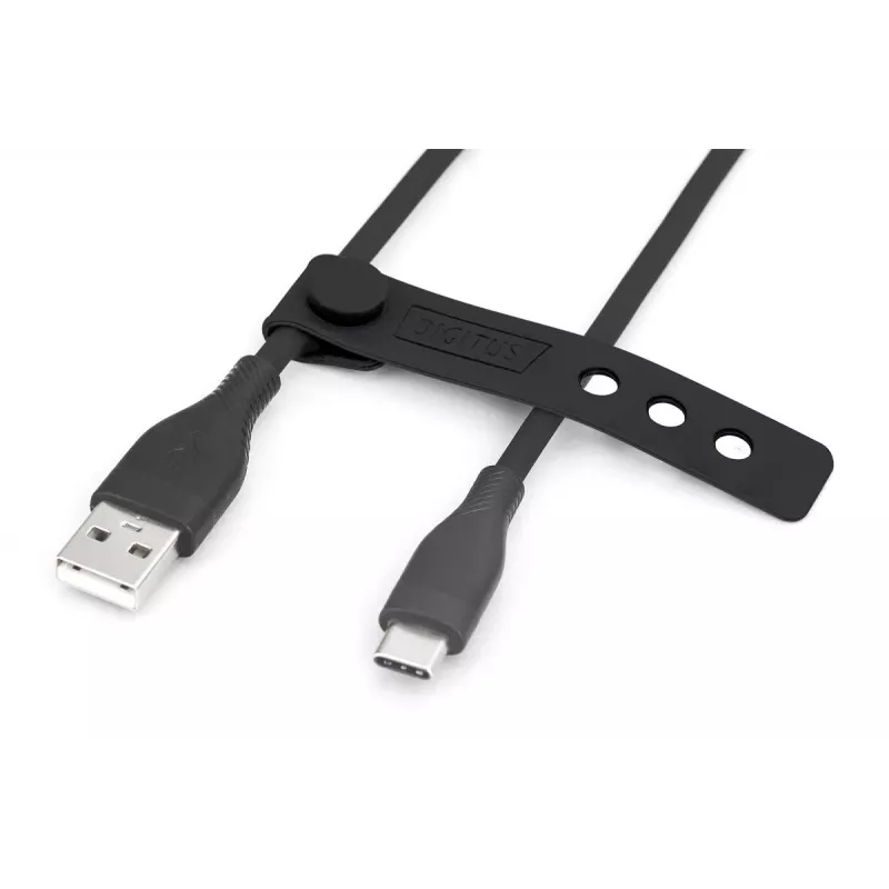 DIGITUS USB-C Silikon-Ladekabel USB-A - USB-C USB 2.0 60W - 2m schwarz