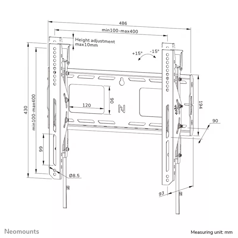 Neomounts WL35-750BL14 Schwerlast-Wandhalterung 42-75 Zoll - neigbar - abschließbar - schnelle Installation - TÜV