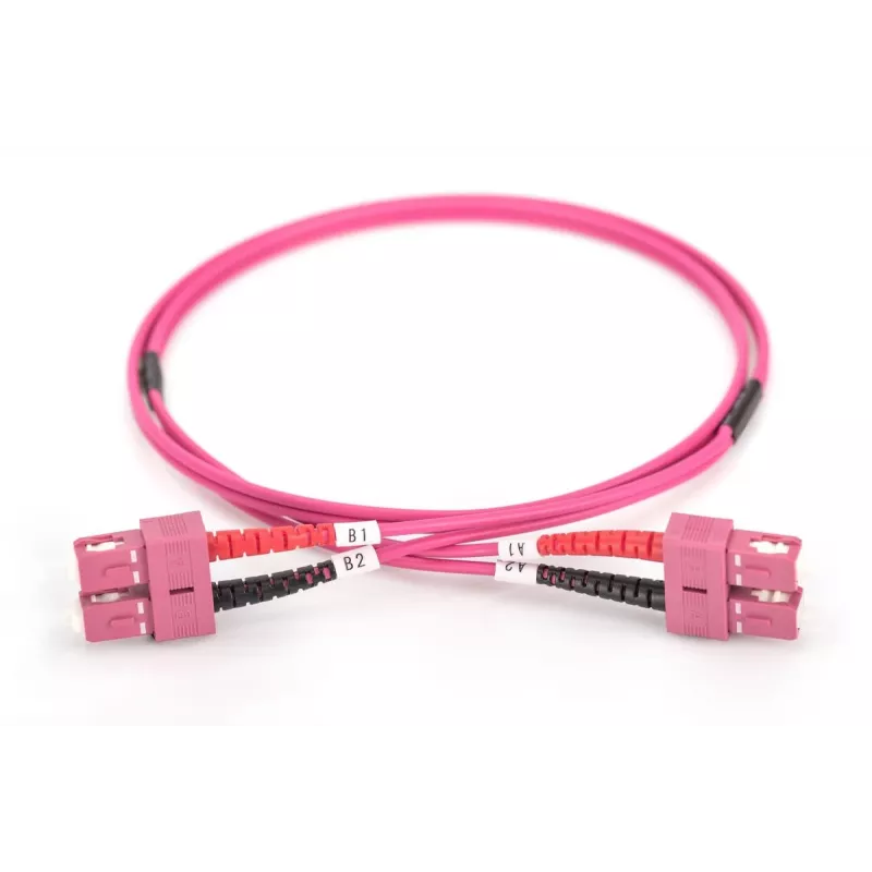 DIGITUS Glasfaser-Patchkabel, SC auf SC Multimode OM4 – 50/125 µm, Duplex, Farbe RAL4003, Länge 3 m