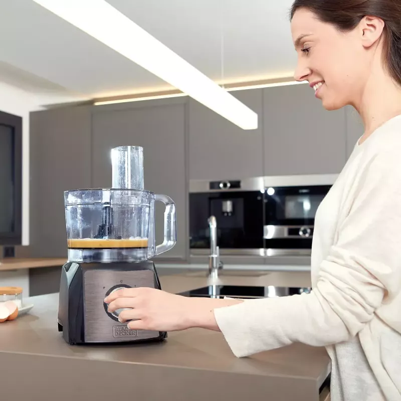 Küchenmaschine Schwarz & Decker BXFPA1200E — 1200 W, 1,5-L-Schüssel, 2 Geschwindigkeiten, Pulsfunktion, Edelstahlgehäuse