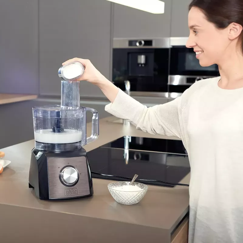 Küchenmaschine Schwarz & Decker BXFPA1200E — 1200 W, 1,5-L-Schüssel, 2 Geschwindigkeiten, Pulsfunktion, Edelstahlgehäuse