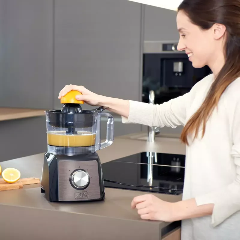 Küchenmaschine Schwarz & Decker BXFPA1200E — 1200 W, 1,5-L-Schüssel, 2 Geschwindigkeiten, Pulsfunktion, Edelstahlgehäuse