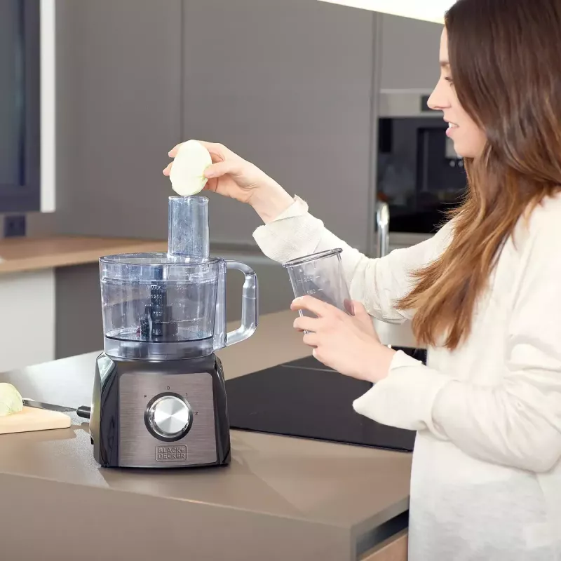 Küchenmaschine Schwarz & Decker BXFPA1200E — 1200 W, 1,5-L-Schüssel, 2 Geschwindigkeiten, Pulsfunktion, Edelstahlgehäuse