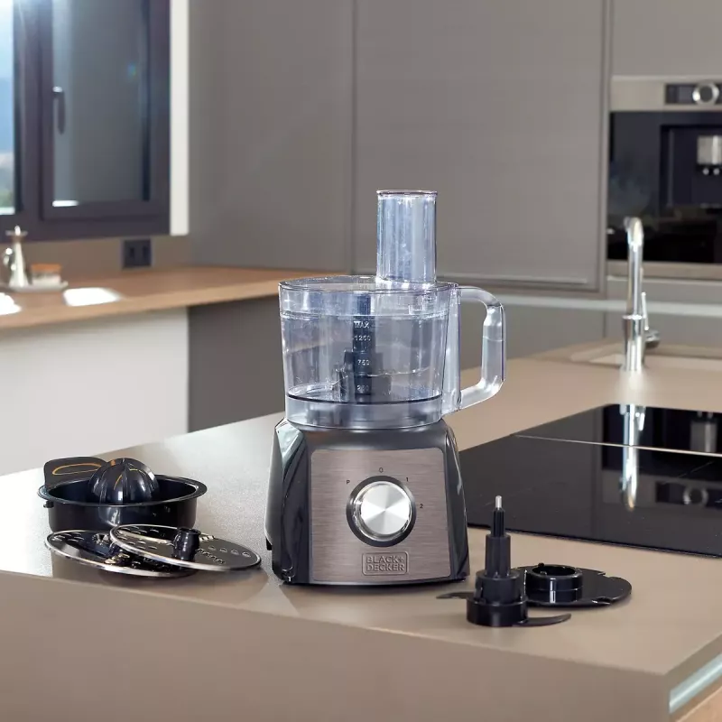 Küchenmaschine Schwarz & Decker BXFPA1200E — 1200 W, 1,5-L-Schüssel, 2 Geschwindigkeiten, Pulsfunktion, Edelstahlgehäuse