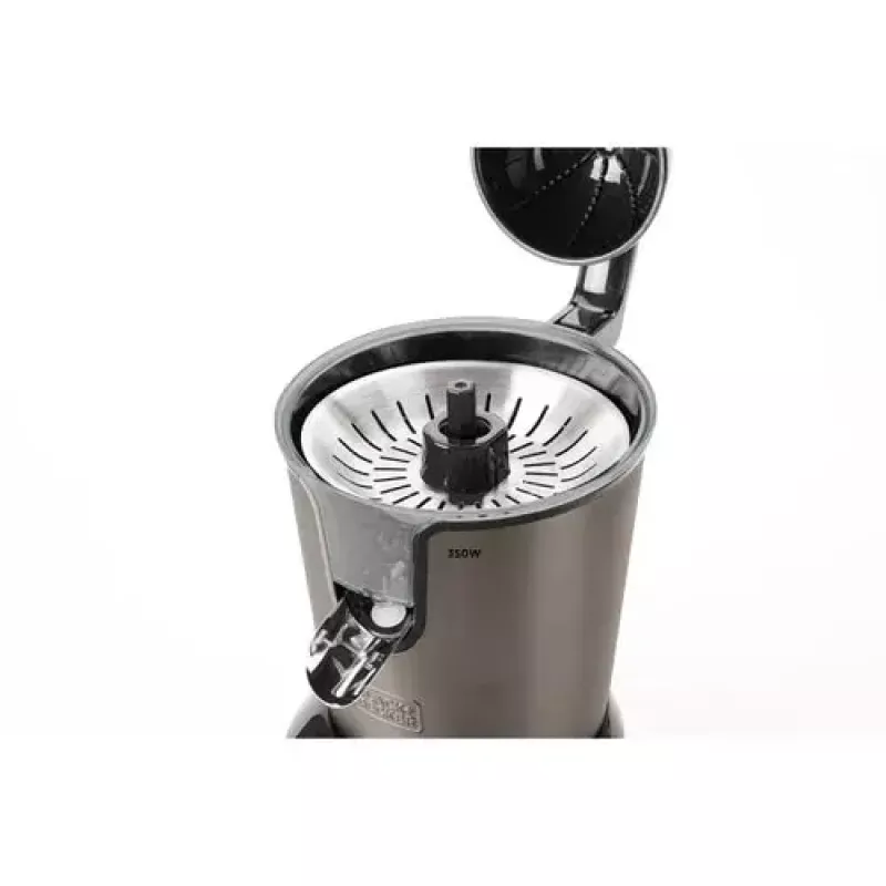 Zentrifugalentsafter Schwarz & Decker BXCJ350E — 350 W, 0,65 L Saftbehälter, Edelstahl/Schwarz, einstellbare Fruchtfleischkontrolle