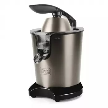 Zentrifugalentsafter Schwarz & Decker BXCJ350E — 350 W, 0,65 L Saftbehälter, Edelstahl/Schwarz, einstellbare Fruchtfleischkontrolle