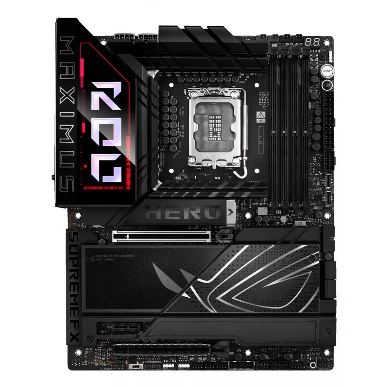 Motherboard ASUS ROG MAXIMUS Z890 HERO — Intel Z890, LGA 1851, ATX, DDR5, 4 DIMM, 6x M.2, Wi‑Fi 7, 2,5Gb LAN