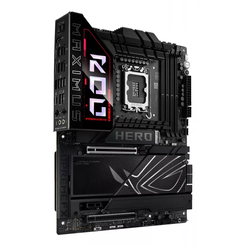 Motherboard ASUS ROG MAXIMUS Z890 HERO — Intel Z890, LGA 1851, ATX, DDR5, 4 DIMM, 6x M.2, Wi‑Fi 7, 2,5Gb LAN